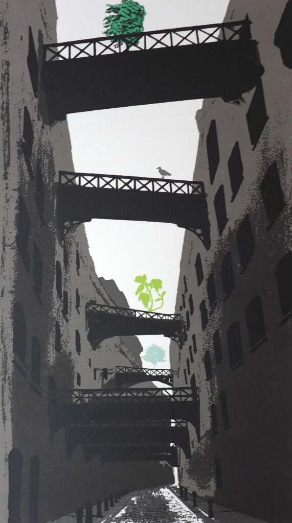 An historic warehouse alley beside the Thames takes on a different use today.